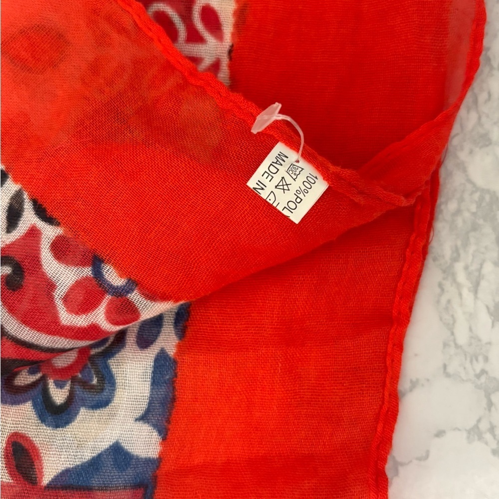 Womens Floral Themed Rectangular Scarf Long Lace Trim Paisley Polyester​​ - Picture 3 of 3